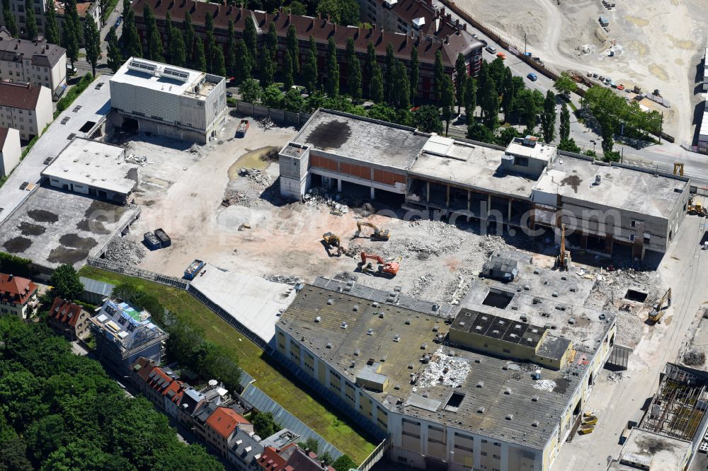 Aerial photograph München - Construction site to build a new multi-family residential complex Am Nockherberg - Regerstrasse - Poppelstrasse in the district Au-Haidhausen in Munich in the state Bavaria, Germany