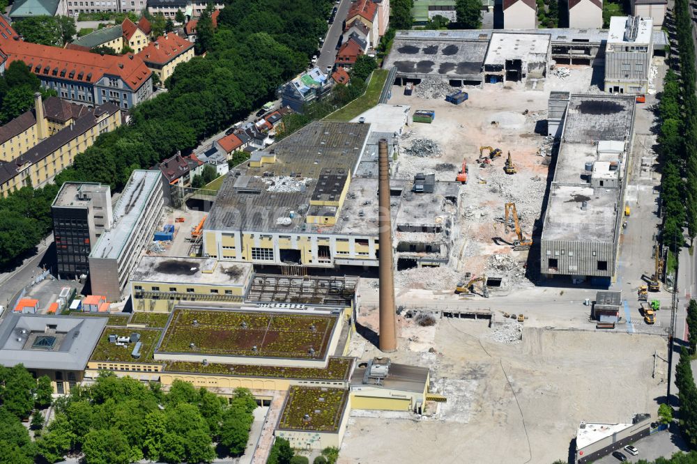 Aerial photograph München - Construction site to build a new multi-family residential complex Am Nockherberg - Regerstrasse - Poppelstrasse in the district Au-Haidhausen in Munich in the state Bavaria, Germany