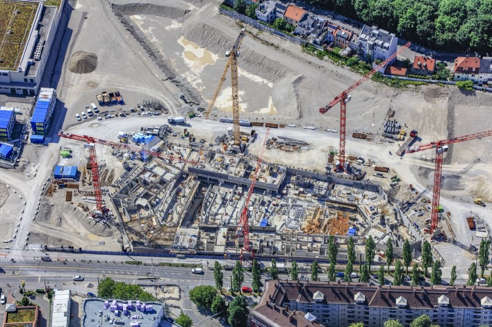 Aerial image München - Construction site to build a new multi-family residential complex Am Nockherberg - Regerstrasse - Poppelstrasse in the district Au-Haidhausen in Munich in the state Bavaria, Germany