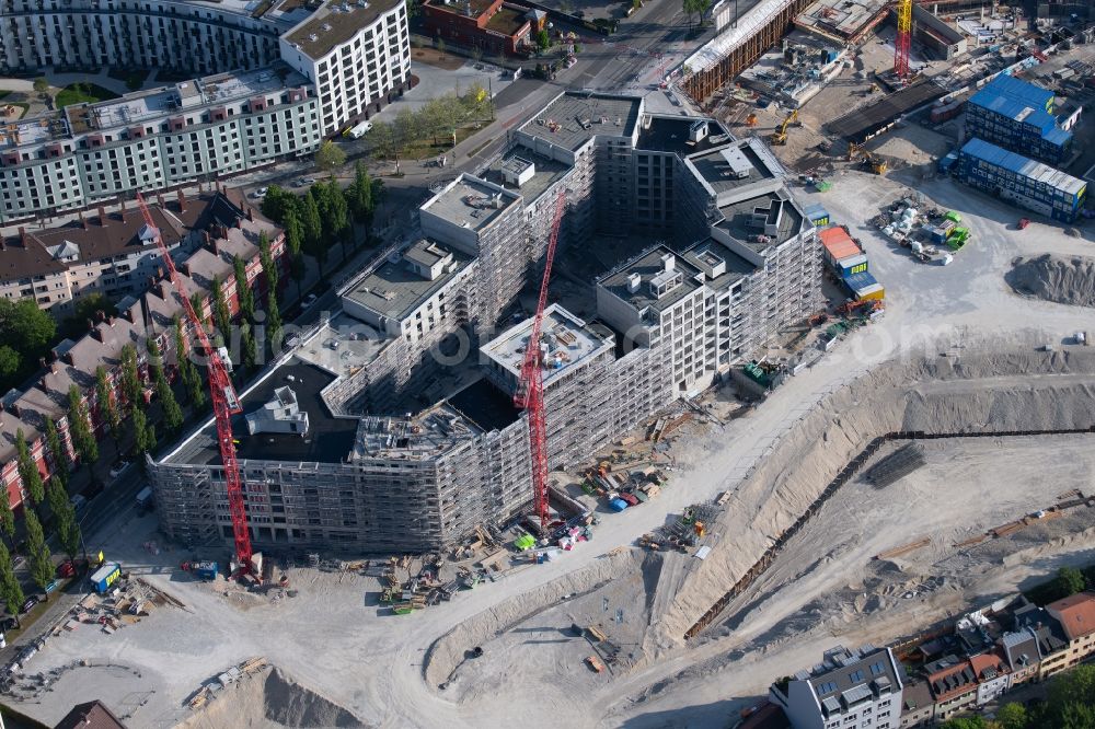 Aerial image München - Construction site to build a new multi-family residential complex Am Nockherberg - Regerstrasse - Poppelstrasse in the district Au-Haidhausen in Munich in the state Bavaria, Germany