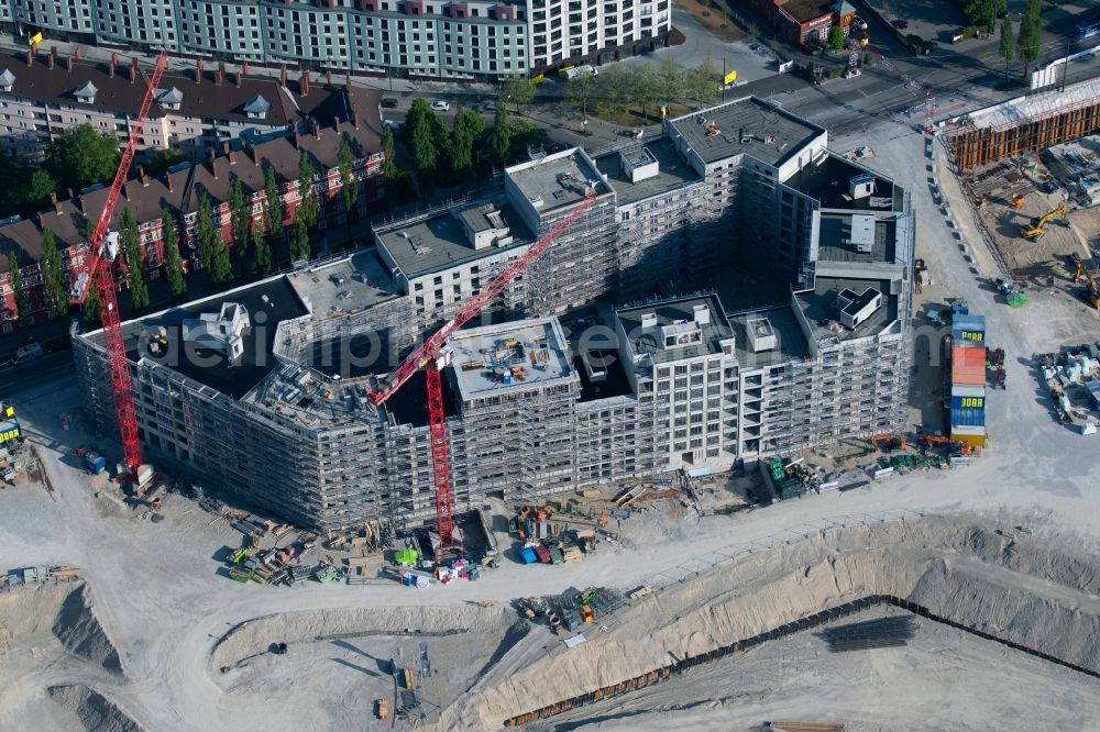 Aerial photograph München - Construction site to build a new multi-family residential complex Am Nockherberg - Regerstrasse - Poppelstrasse in the district Au-Haidhausen in Munich in the state Bavaria, Germany