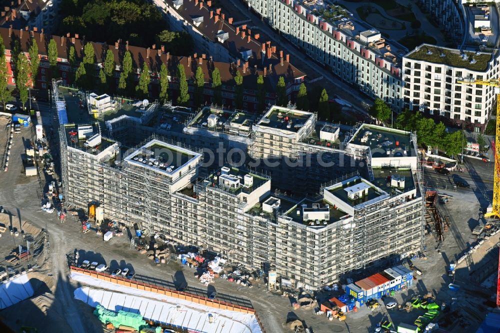 Aerial image München - Construction site to build a new multi-family residential complex Am Nockherberg - Regerstrasse - Poppelstrasse in the district Au-Haidhausen in Munich in the state Bavaria, Germany