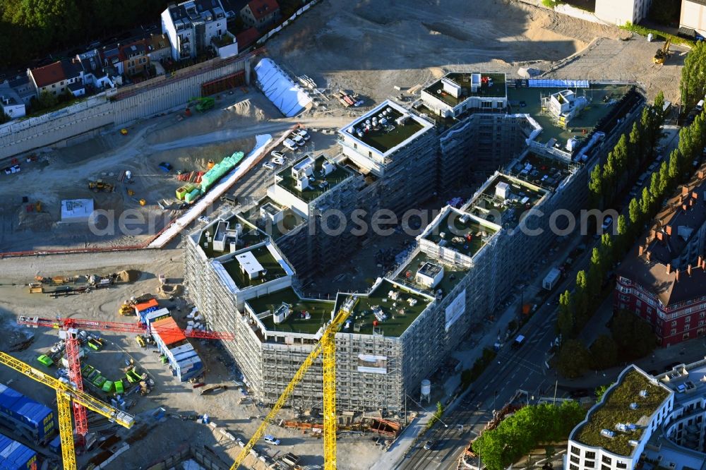 München from above - Construction site to build a new multi-family residential complex Am Nockherberg - Regerstrasse - Poppelstrasse in the district Au-Haidhausen in Munich in the state Bavaria, Germany