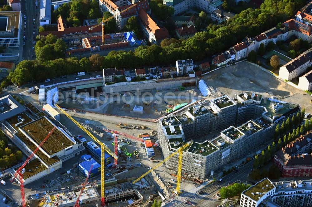 Aerial image München - Construction site to build a new multi-family residential complex Am Nockherberg - Regerstrasse - Poppelstrasse in the district Au-Haidhausen in Munich in the state Bavaria, Germany