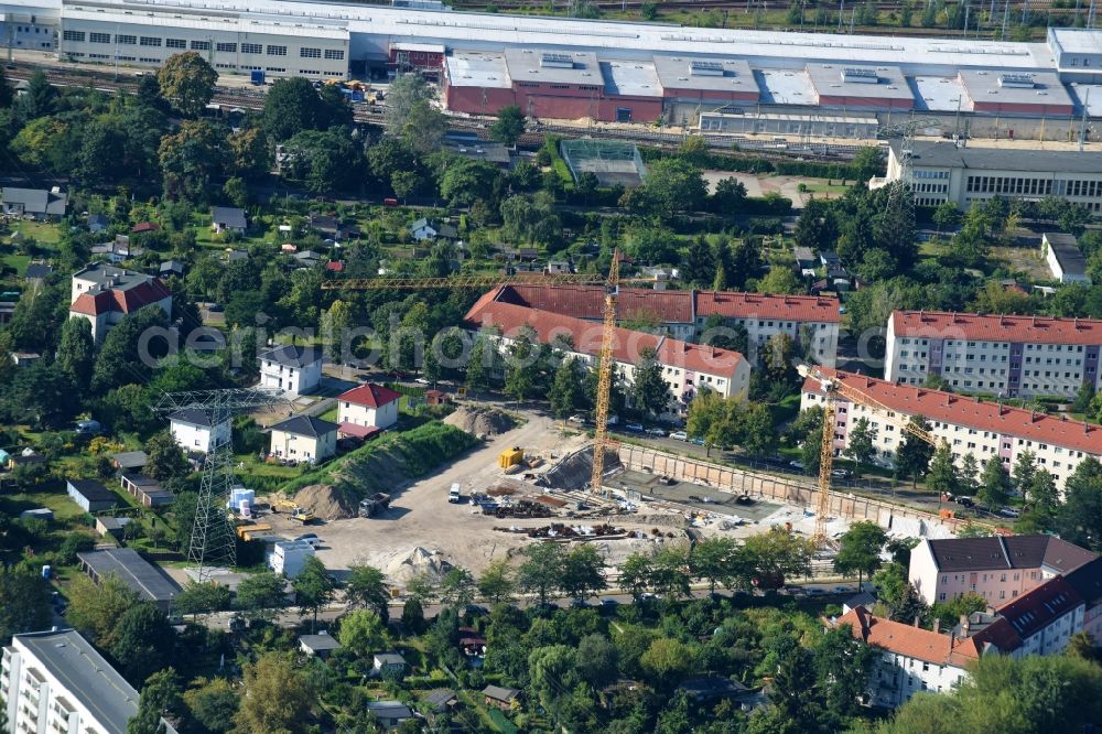 Aerial photograph Berlin - Construction site to build a new multi-family residential complex Odinstrasse - Rienzistrasse in the district Lichtenberg in Berlin, Germany