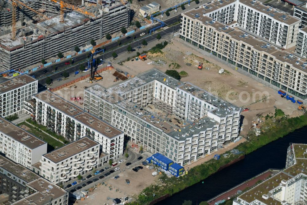 Aerial photograph Berlin - Construction site to build a new multi-family residential complex THE ONE on Heidestrasse in Berlin, Germany