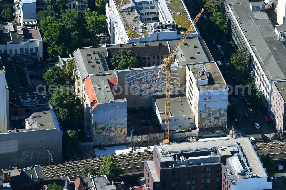 Aerial image Berlin - Construction site to build a new multi-family residential complex of AOC Immobilien AG on Uhlandstrasse in the district Charlottenburg-Wilmersdorf in Berlin, Germany