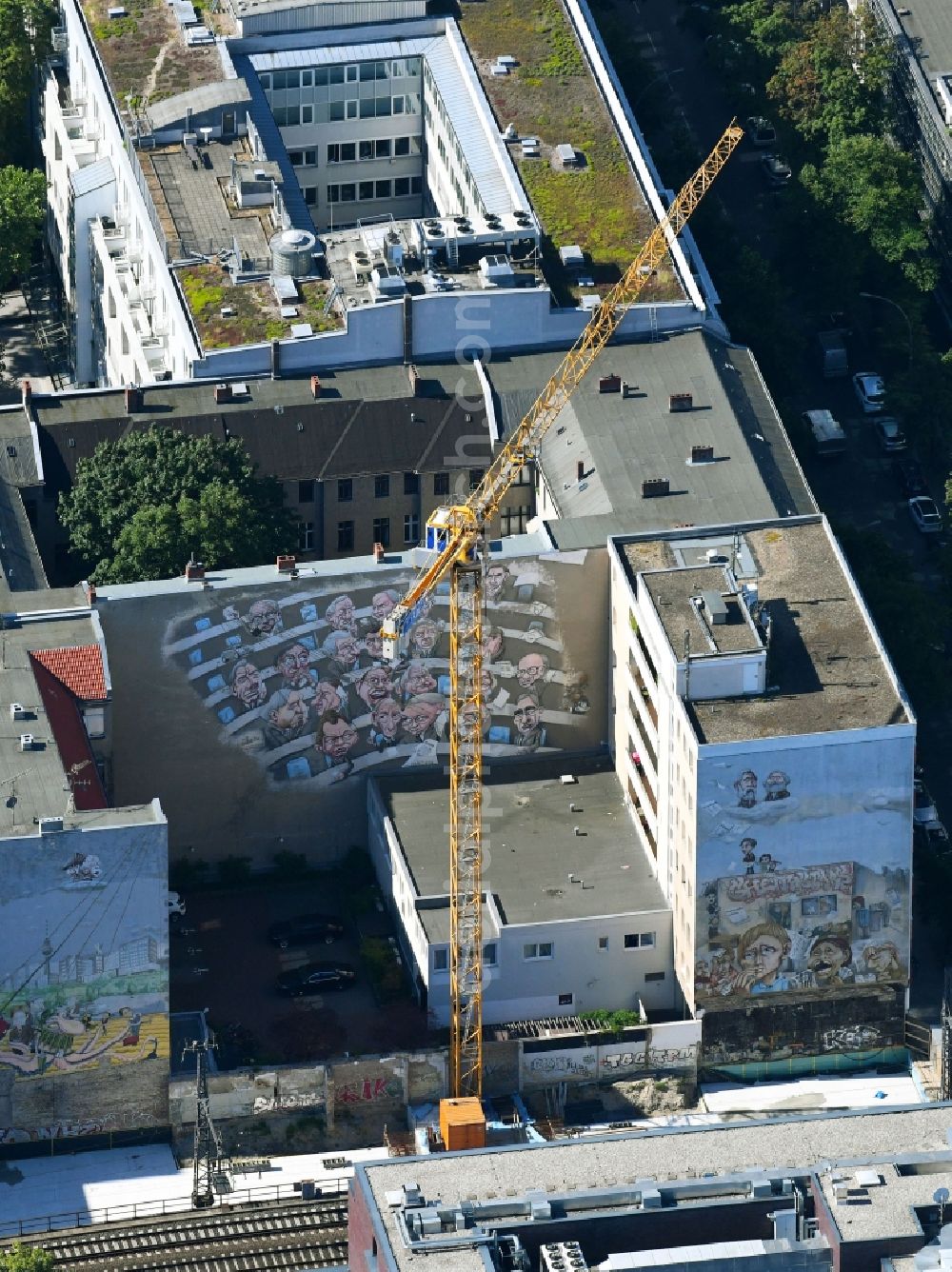 Aerial photograph Berlin - Construction site to build a new multi-family residential complex of AOC Immobilien AG on Uhlandstrasse in the district Charlottenburg-Wilmersdorf in Berlin, Germany