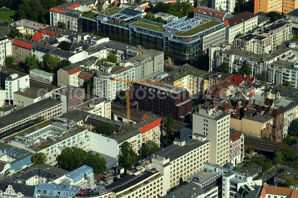 Aerial photograph Berlin - Construction site to build a new multi-family residential complex of AOC Immobilien AG on Uhlandstrasse in the district Charlottenburg-Wilmersdorf in Berlin, Germany