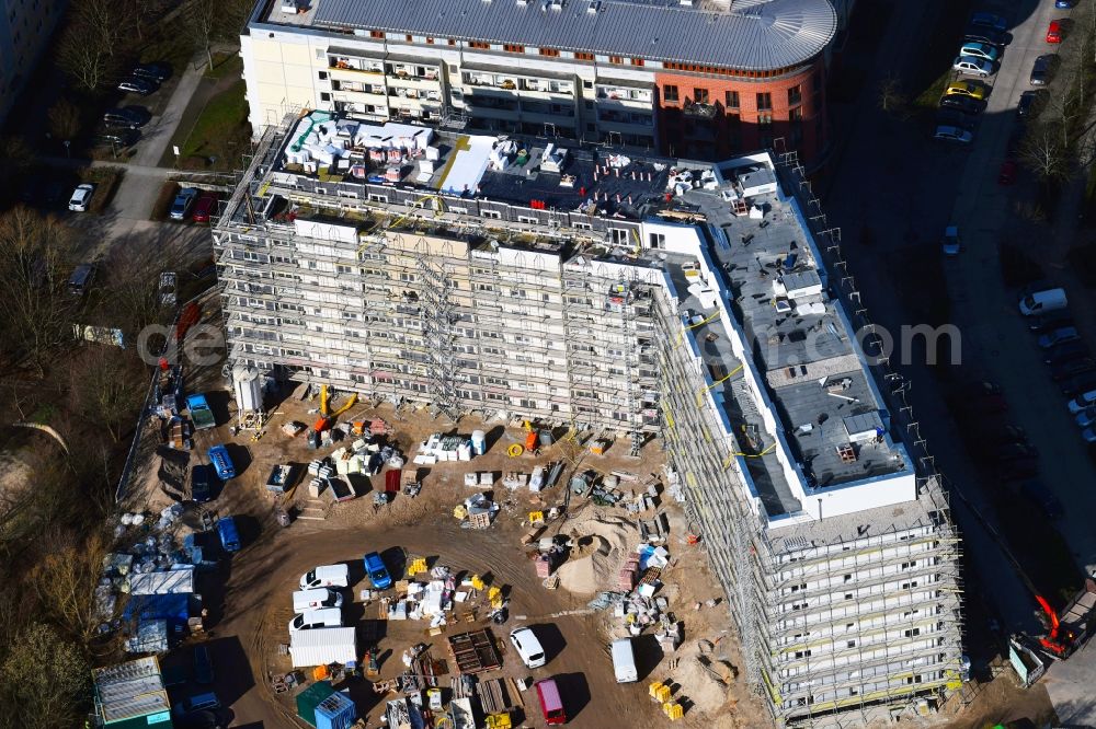 Berlin from above - Construction site to build a new multi-family residential complex Martin-Riesenburger-Strasse in the district Hellersdorf in Berlin, Germany