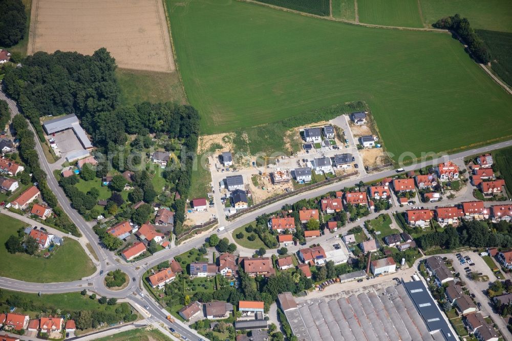 Fahrenzhausen from above - Construction site to build a new multi-family residential complex center of Jarzt von Fahrenzhausen in Fahrenzhausen in the state Bavaria, Germany