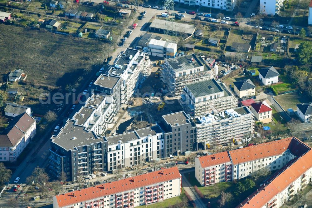 Aerial image Berlin - Construction site to build a new multi-family residential complex Odinstrasse - Rienzistrasse in the district Karlshorst in Berlin, Germany