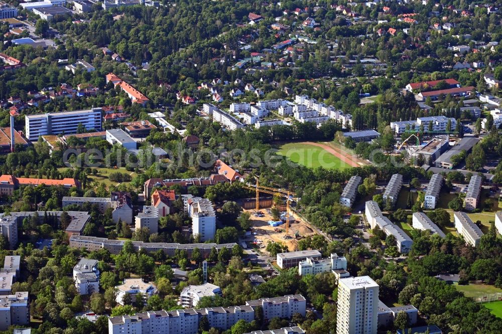 Berlin from the bird's eye view: Construction site to build a new multi-family residential complex Malteserstrasse - Emmichstrasse - Murdastrasse in the district Lankwitz in Berlin, Germany