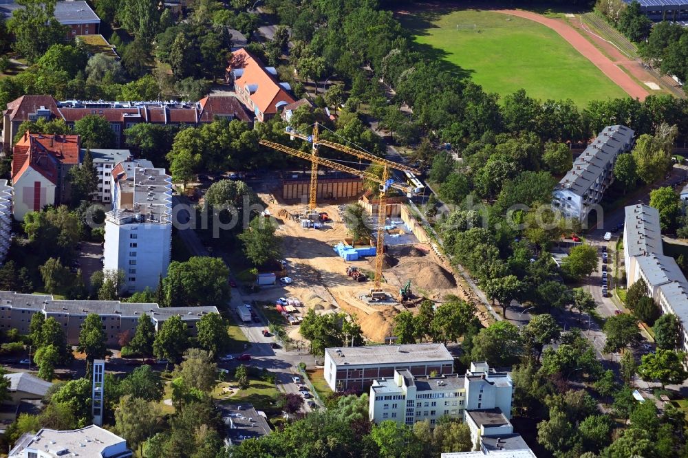 Aerial image Berlin - Construction site to build a new multi-family residential complex Malteserstrasse - Emmichstrasse - Murdastrasse in the district Lankwitz in Berlin, Germany