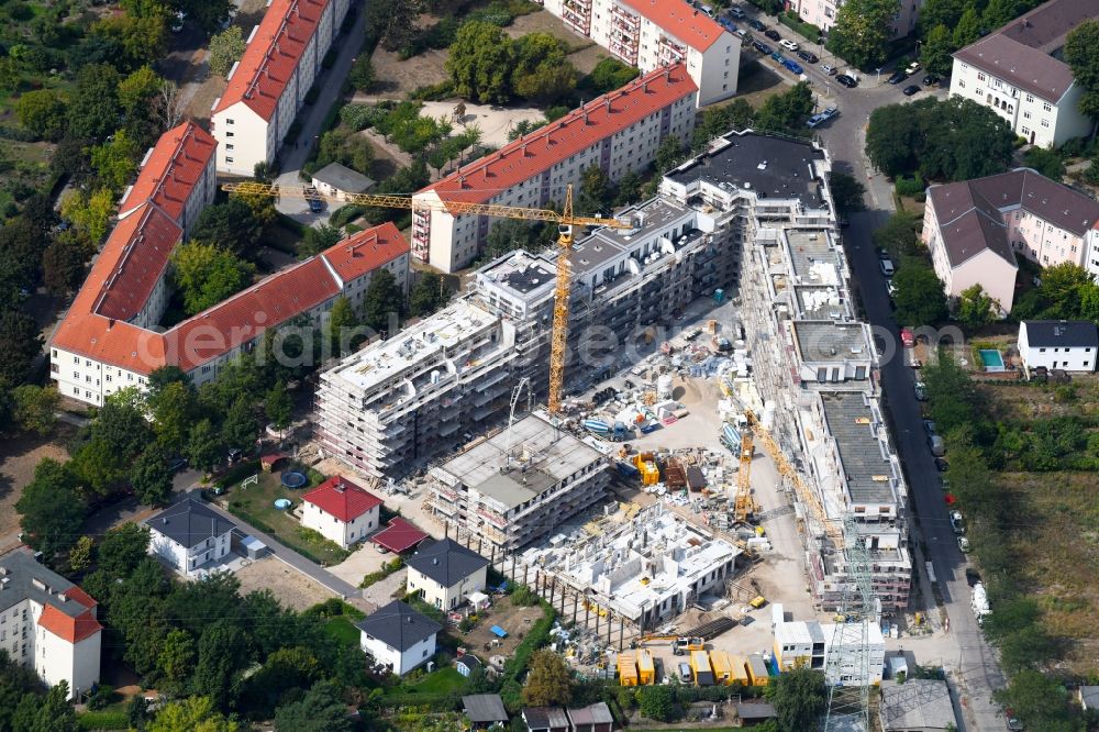 Aerial image Berlin - Construction site to build a new multi-family residential complex Odinstrasse - Rienzistrasse in the district Lichtenberg in Berlin, Germany