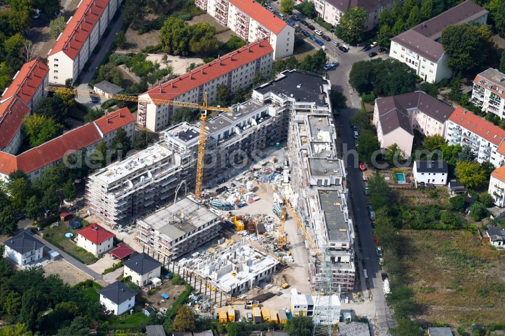 Aerial photograph Berlin - Construction site to build a new multi-family residential complex Odinstrasse - Rienzistrasse in the district Lichtenberg in Berlin, Germany