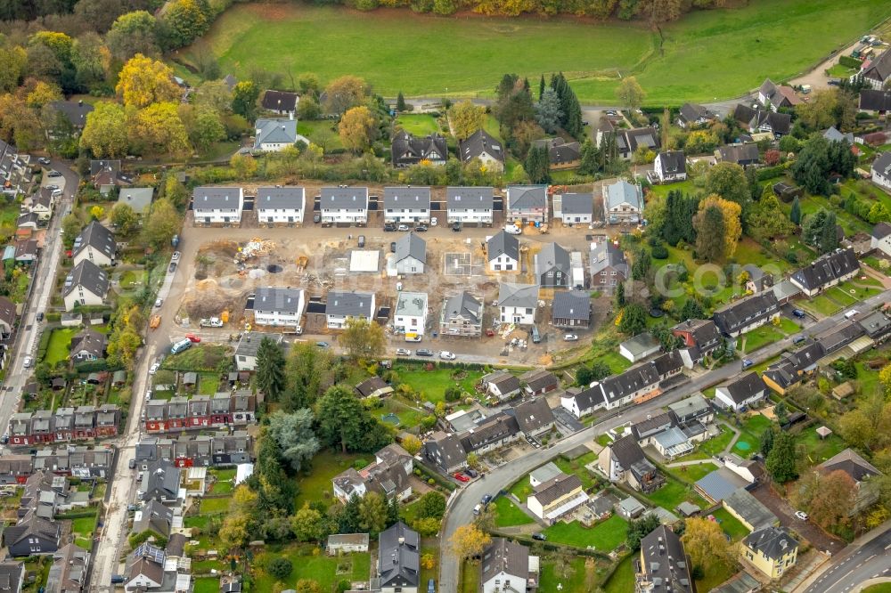 Velbert from above - Construction site to build a new multi-family residential complex on the former Jahn-Sportplatz in the district Neviges in Velbert in the state North Rhine-Westphalia