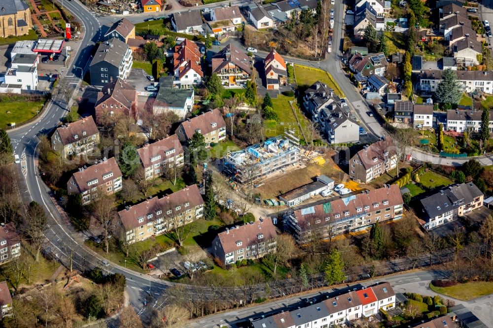 Hattingen from the bird's eye view: Construction site to build a new multi-family residential complex Im Eickhof in the district Niederwenigern in Hattingen in the state North Rhine-Westphalia, Germany