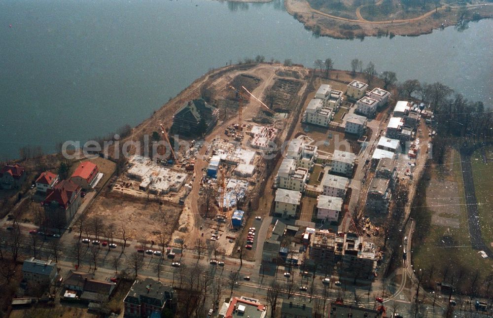 Aerial photograph Potsdam - Building site to the new building of a block of flats-residential arrangement in the district northern suburb in Potsdam in the federal state Brandenburg - scanned after original presentation -