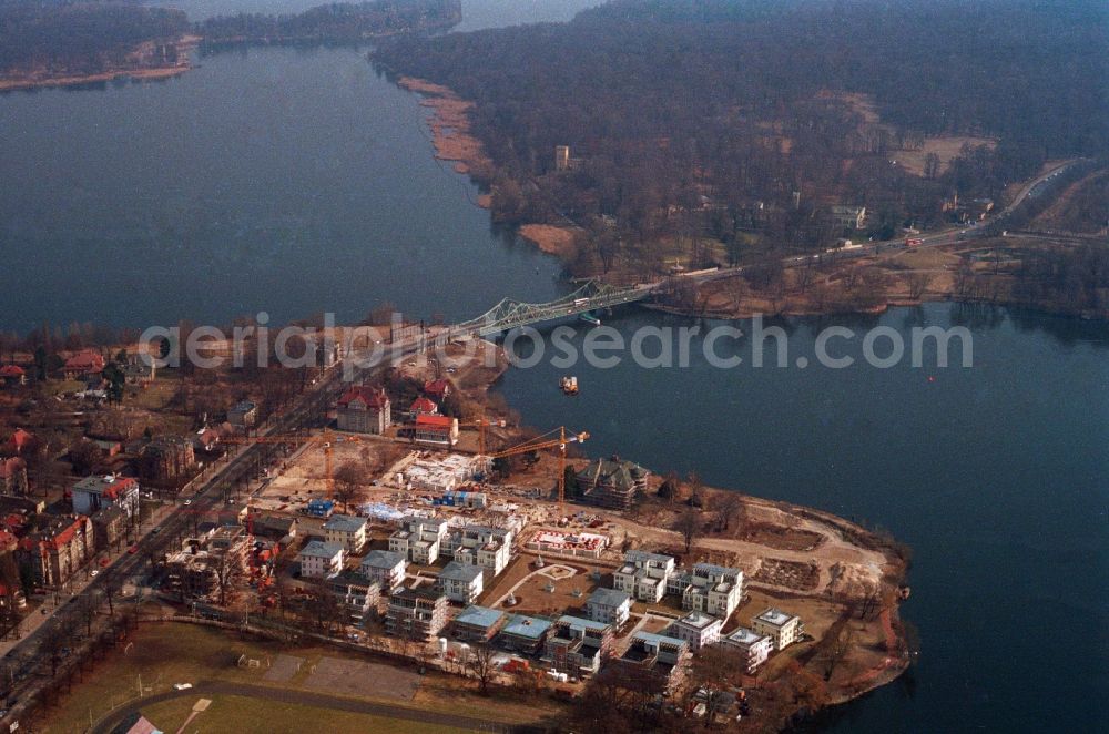 Potsdam from above - Building site to the new building of a block of flats-residential arrangement in the district northern suburb in Potsdam in the federal state Brandenburg - scanned after original presentation -