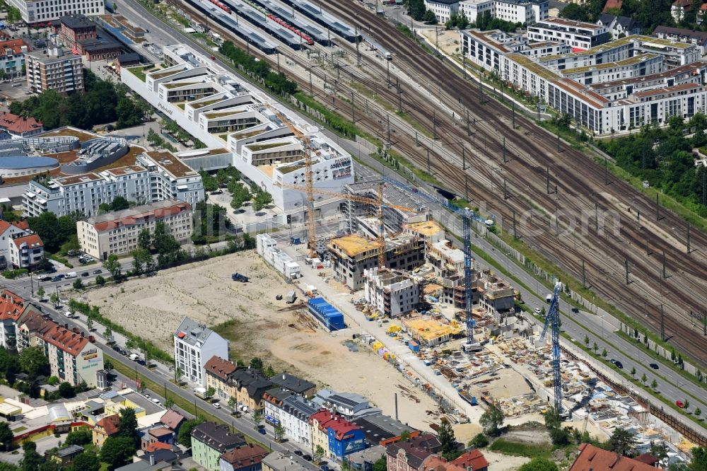 Aerial image München - Construction site to build a new multi-family residential complex Kafler Strasse - Landsberger Strasse - Offenbachstrasse in the district Pasing-Obermenzing in Munich in the state Bavaria, Germany