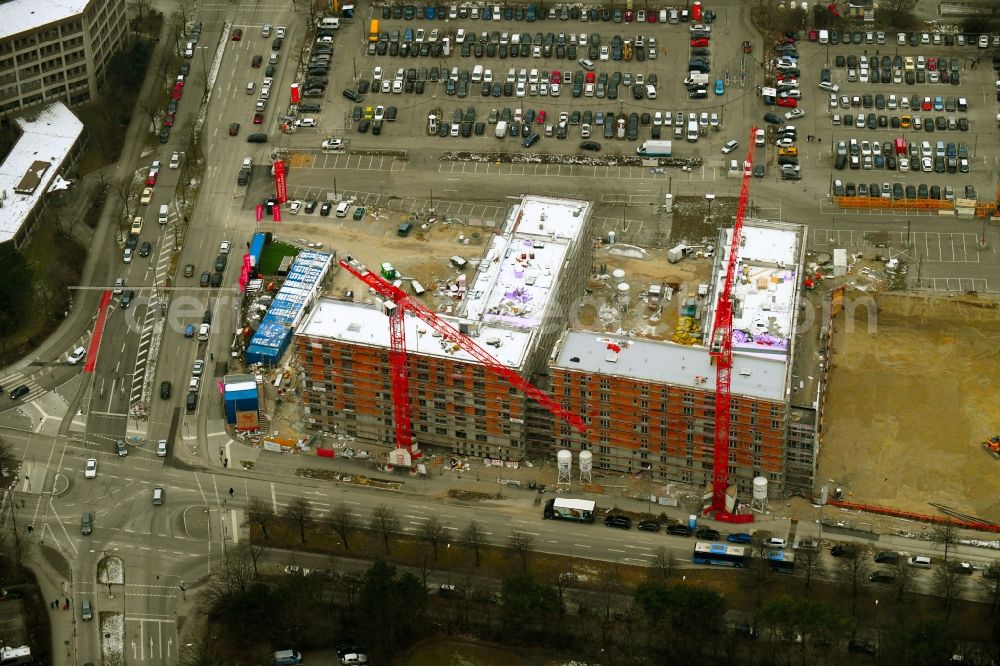 München from above - Construction site to build a new multi-family residential complex Von-Knoeringen-Strasse corner Fritz-Erler-Strasse in the district Ramersdorf-Perlach in Munich in the state Bavaria, Germany