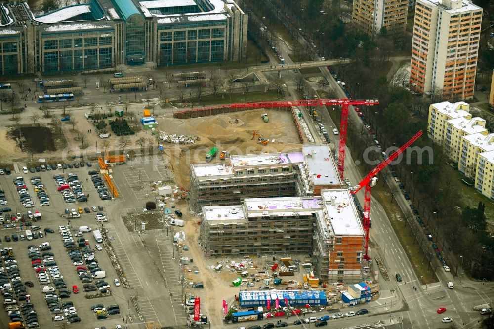 Aerial image München - Construction site to build a new multi-family residential complex Von-Knoeringen-Strasse corner Fritz-Erler-Strasse in the district Ramersdorf-Perlach in Munich in the state Bavaria, Germany