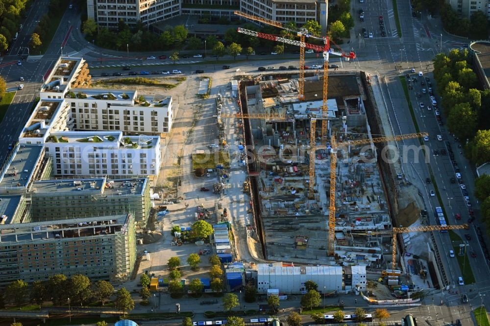 Aerial image München - Construction site to build a new multi-family residential complex Von-Knoeringen-Strasse corner Fritz-Erler-Strasse in the district Ramersdorf-Perlach in Munich in the state Bavaria, Germany