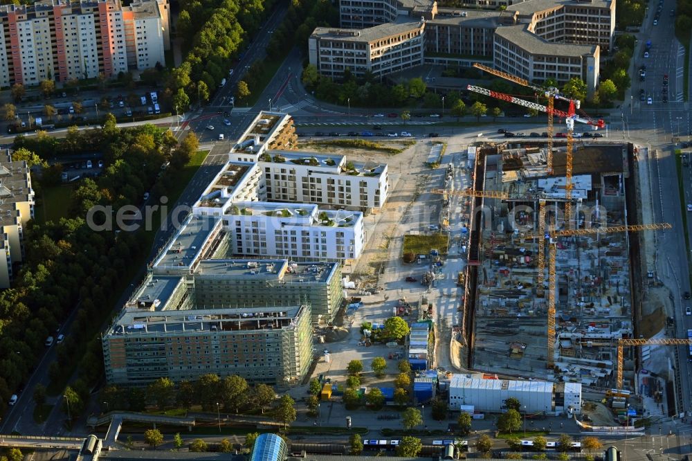 Aerial photograph München - Construction site to build a new multi-family residential complex Von-Knoeringen-Strasse corner Fritz-Erler-Strasse in the district Ramersdorf-Perlach in Munich in the state Bavaria, Germany