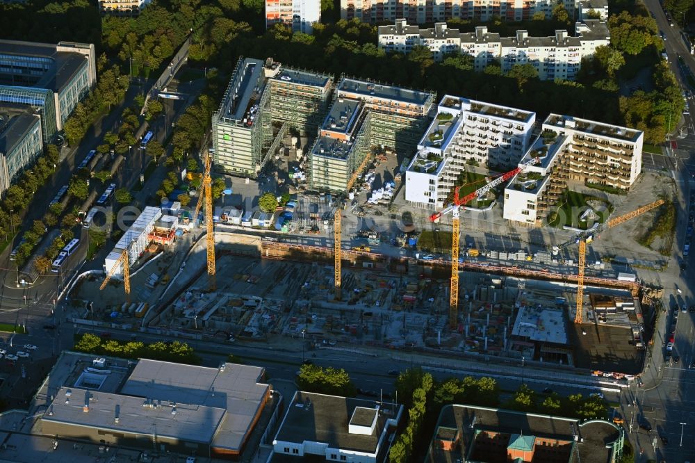 Aerial image München - Construction site to build a new multi-family residential complex Von-Knoeringen-Strasse corner Fritz-Erler-Strasse in the district Ramersdorf-Perlach in Munich in the state Bavaria, Germany