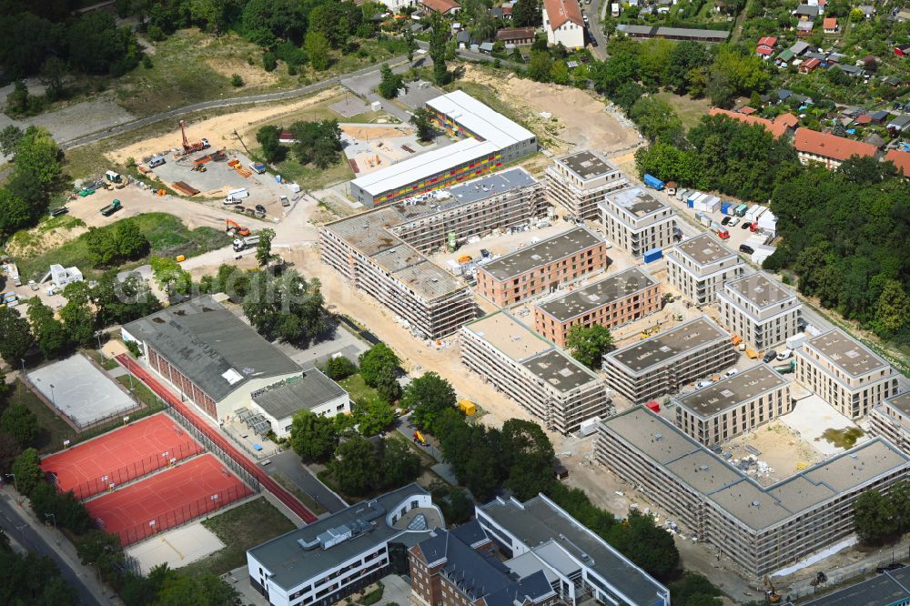 Potsdam from above - Construction site to build a new multi-family residential complex on street Johann-Jacob-Baeyer-Strasse in the district Teltower Vorstadt in Potsdam in the state Brandenburg, Germany