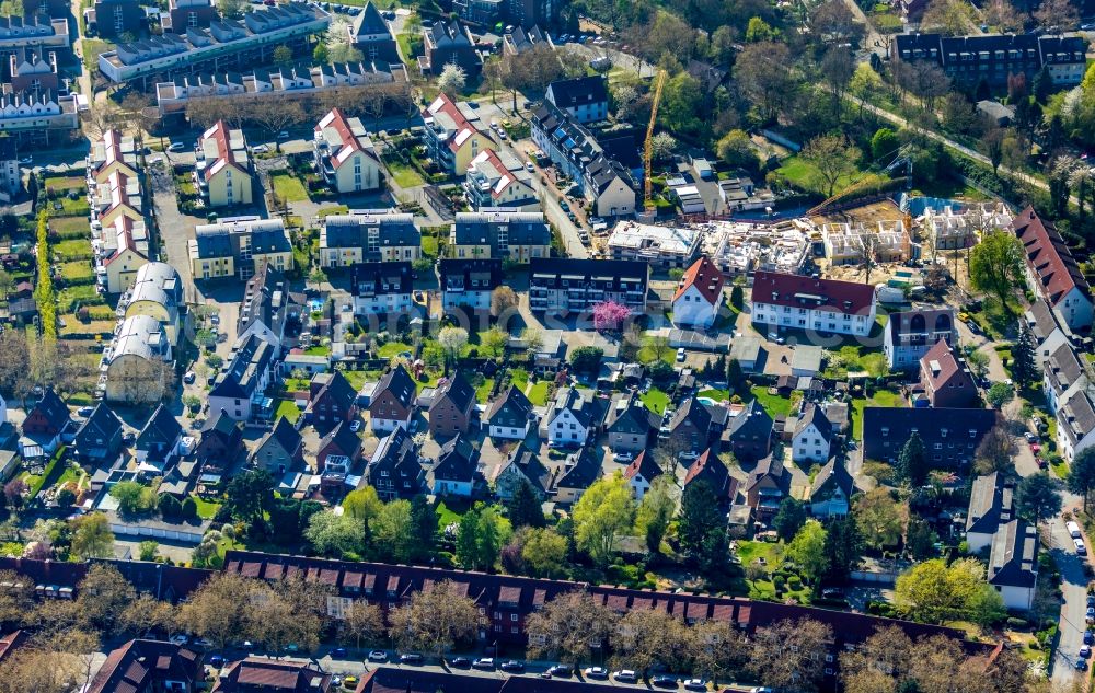 Aerial photograph Oberhausen - Construction site to build a new multi-family residential complex of GE-WO Osterfelof Wohnungsgenossenschaft eG on Halterner Strasse in Oberhausen in the state North Rhine-Westphalia, Germany