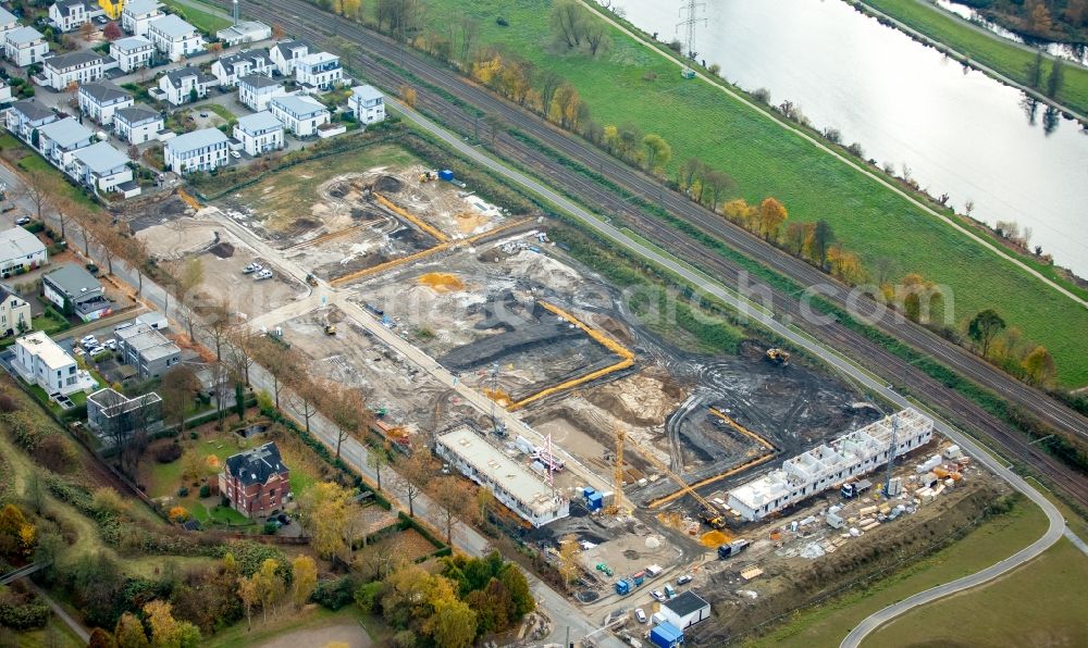 Bochum from the bird's eye view: Construction site to build a new multi-family residential complex at the Dr.-C.-Otto-Strasse in Bochum in the state North Rhine-Westphalia