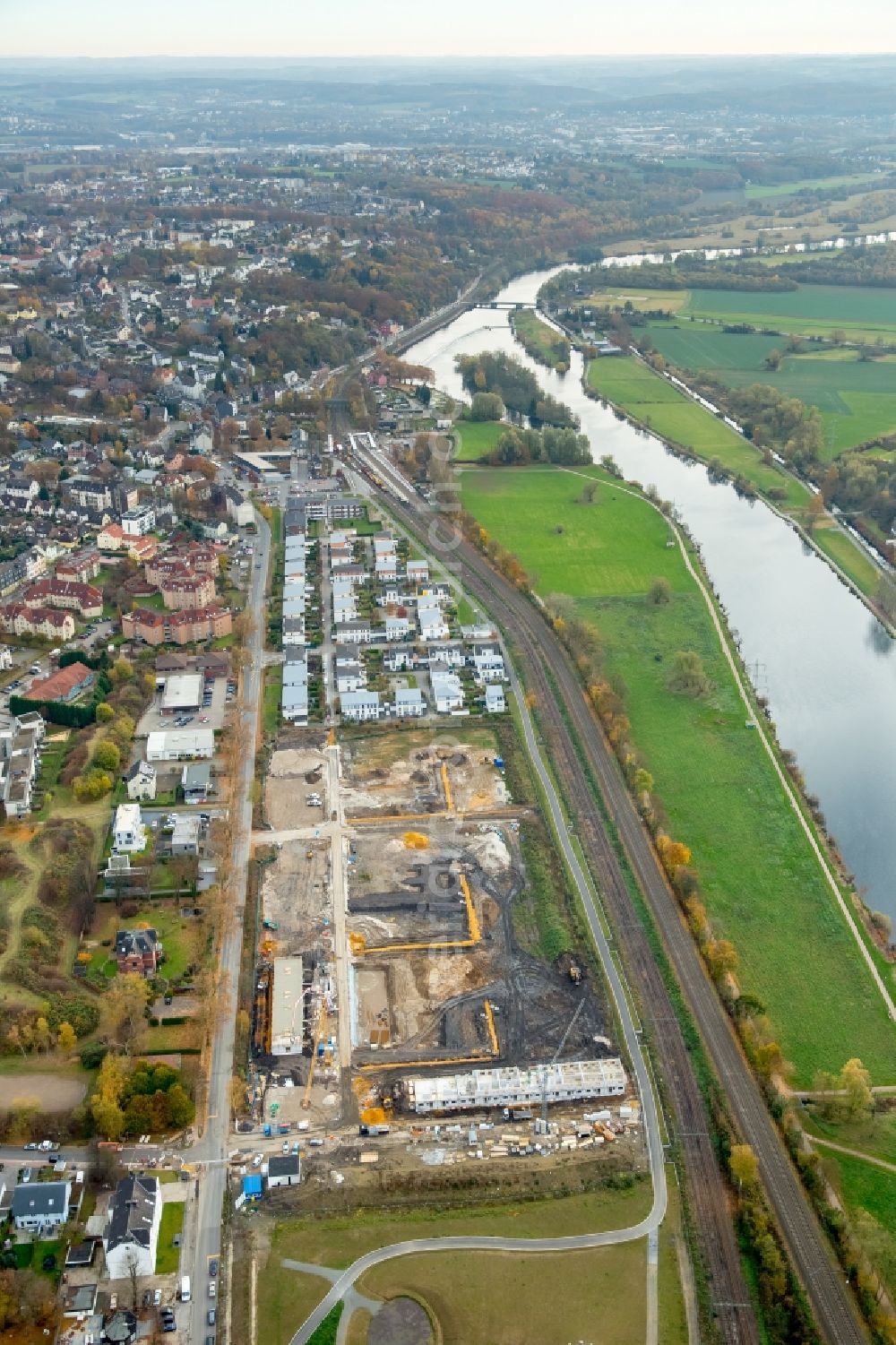 Aerial image Bochum - Construction site to build a new multi-family residential complex at the Dr.-C.-Otto-Strasse in Bochum in the state North Rhine-Westphalia