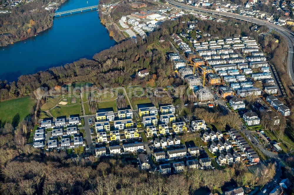 Aerial image Essen - Construction site to build a new multi-family residential complex ParkBlick of Allbau GmbH on Dilldorfer Allee in Essen in the state North Rhine-Westphalia, Germany