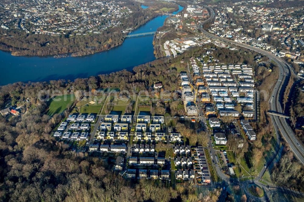 Aerial photograph Essen - Construction site to build a new multi-family residential complex ParkBlick of Allbau GmbH on Dilldorfer Allee in Essen in the state North Rhine-Westphalia, Germany