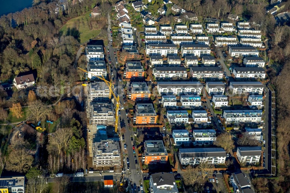 Essen from above - Construction site to build a new multi-family residential complex ParkBlick of Allbau GmbH on Dilldorfer Allee in Essen in the state North Rhine-Westphalia, Germany