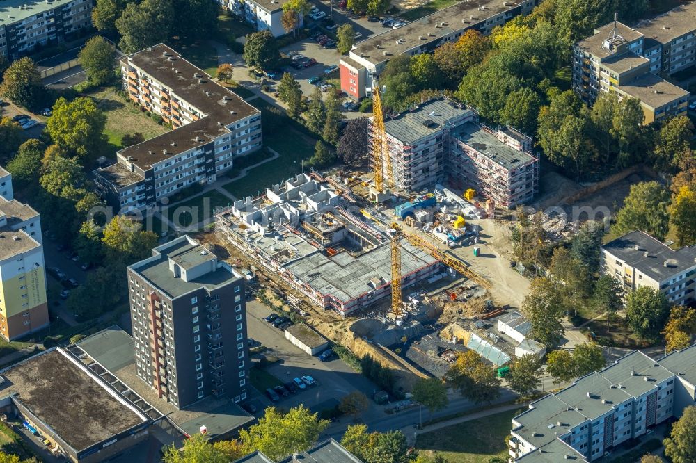 Unna from above - Construction site to build a new multi-family residential complex Parkquartier Koenigsborn in Unna in the state North Rhine-Westphalia, Germany