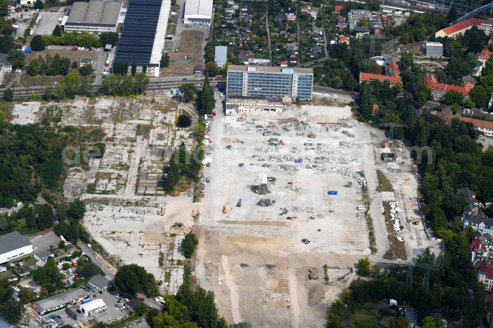 Aerial image Berlin - Construction site to build a new multi-family residential complex Parkstadt Karlshorst between Blockdammweg, Trautenauer Strasse in the district Karlshorst in Berlin, Germany