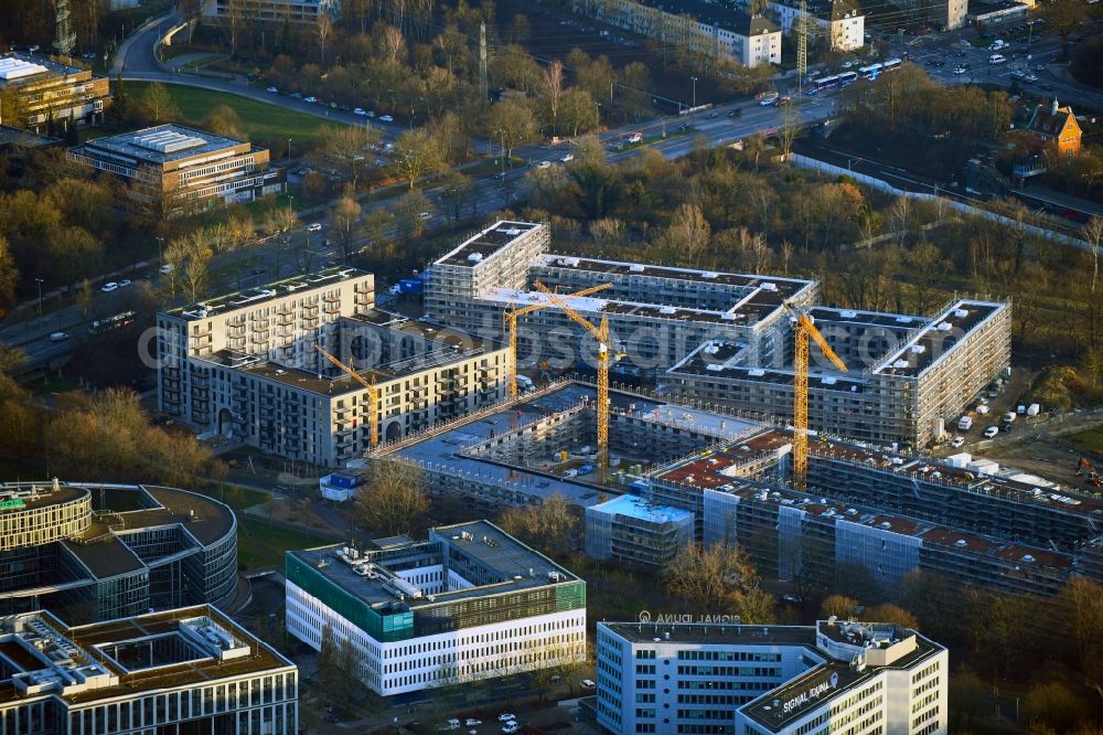 Aerial photograph Hamburg - Construction site to build a new multi-family residential complex Pergolenviertel in the district Winterhude in Hamburg, Germany