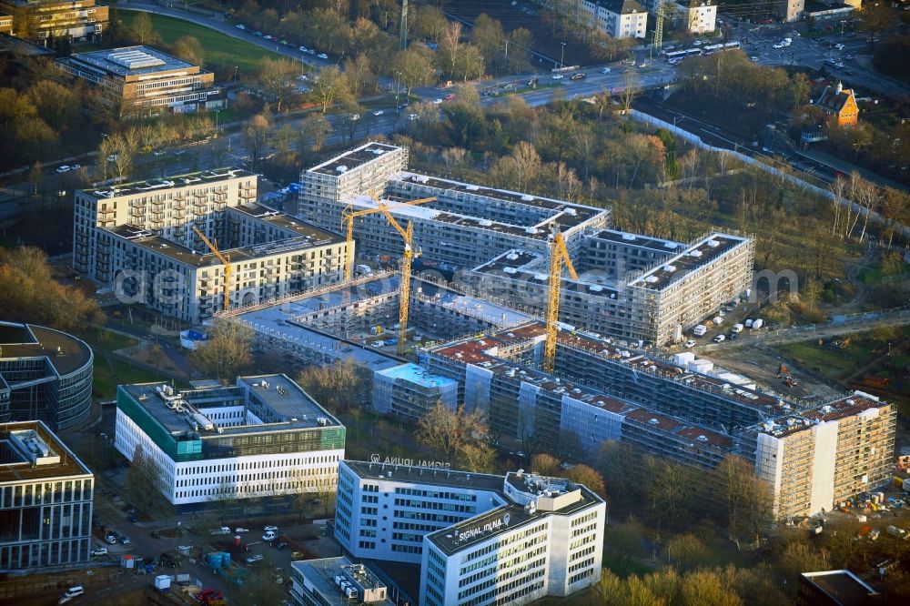 Hamburg from above - Construction site to build a new multi-family residential complex Pergolenviertel in the district Winterhude in Hamburg, Germany