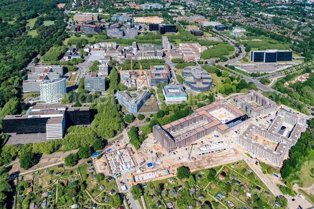 Aerial image Hamburg - Construction site to build a new multi-family residential complex Pergolenviertel in the district Winterhude in Hamburg, Germany