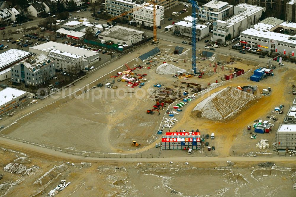 Aerial image München - Construction site to build a new multi-family residential complex on Peter-Anders-Strasse in the district Pasing-Obermenzing in Munich in the state Bavaria, Germany