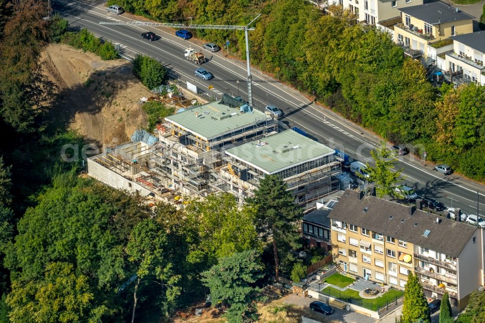 Aerial photograph Witten - Construction site to build a new multi-family residential complex of E + K Planungs- and Baubetreuungsgesellschaft mbH on Elberfelof Strasse in Witten in the state North Rhine-Westphalia, Germany