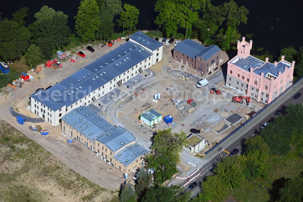 Aerial photograph Potsdam - Construction site to build a new multi-family residential complex along the federal street 2 in the district Neu Fahrland in Potsdam in the state Brandenburg, Germany