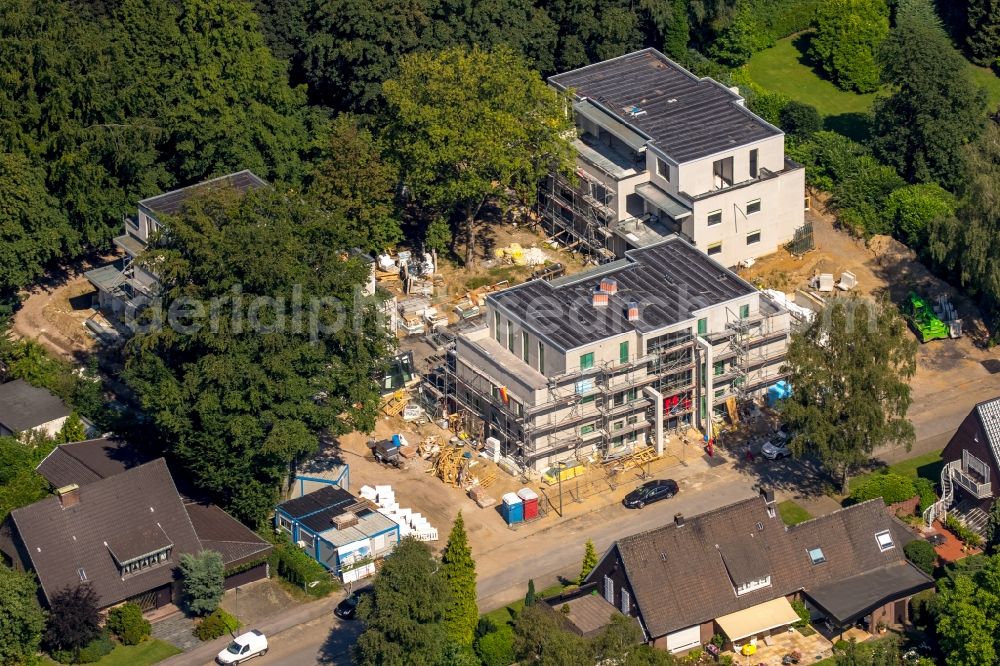 Gelsenkirchen from the bird's eye view: Construction site to build a new multi-family residential complex Poeppinghausstrasse - Cranger Strasse in Gelsenkirchen in the state North Rhine-Westphalia