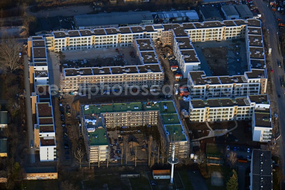 Aerial image Erfurt - Construction site to build a new multi-family residential complex of Projektgesellschaft Erfurt Nr.8 GmbH on Geschwister-Scholl-Strasse - Am Alten Nordhaeuser Bahnhof in the district Kraempfervorstadt in Erfurt in the state Thuringia, Germany