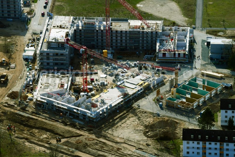 Darmstadt from the bird's eye view: Construction site to build a new multi-family residential complex of the project Mary & Abe on Franklinstrasse - Noackstrasse in the district Darmstadt-Bessungen in Darmstadt in the state Hesse, Germany