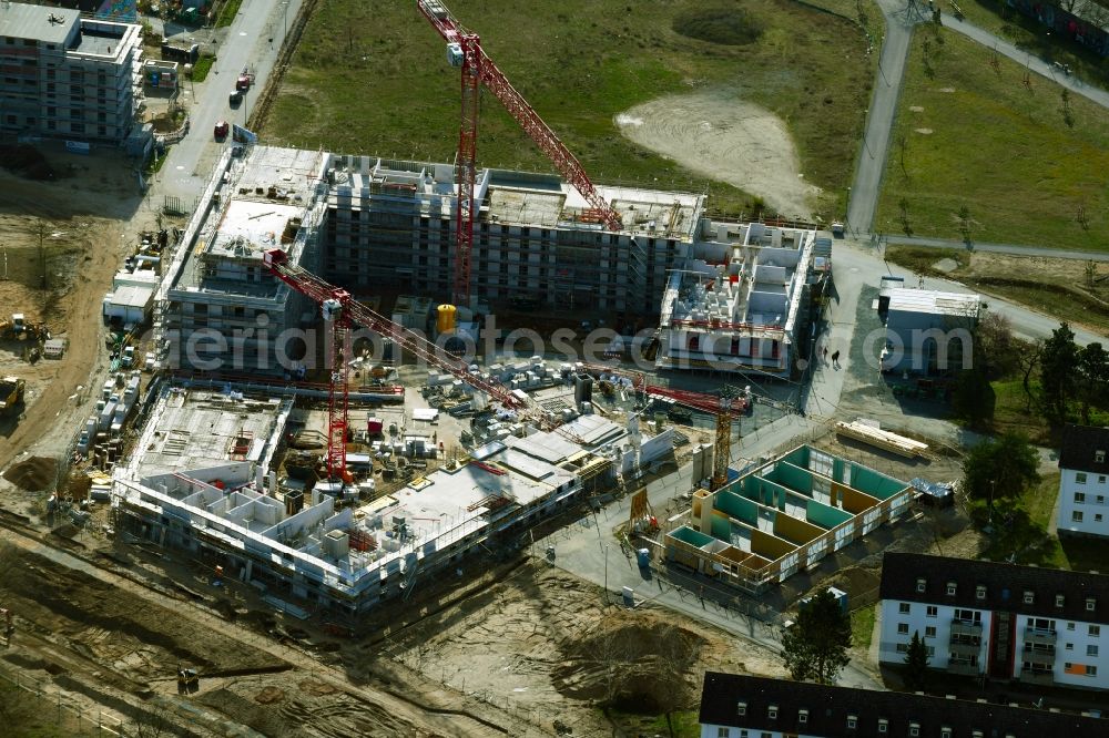 Aerial image Darmstadt - Construction site to build a new multi-family residential complex of the project Mary & Abe on Franklinstrasse - Noackstrasse in the district Darmstadt-Bessungen in Darmstadt in the state Hesse, Germany