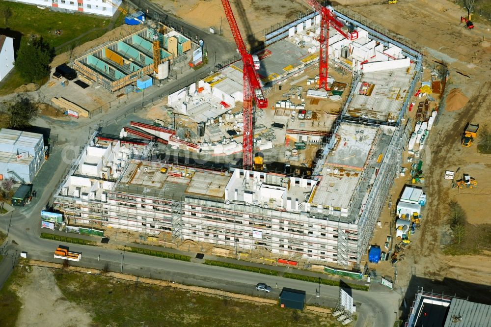 Aerial photograph Darmstadt - Construction site to build a new multi-family residential complex of the project Mary & Abe on Franklinstrasse - Noackstrasse in the district Darmstadt-Bessungen in Darmstadt in the state Hesse, Germany